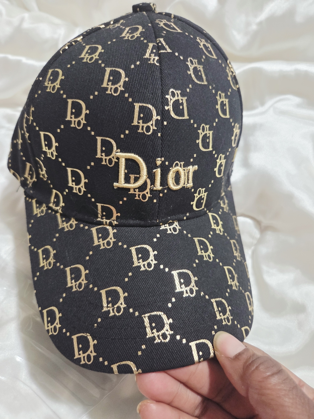 Dior Black Baseball Cap with Gold Monogram